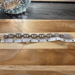 COPY -  silver moissanite Gucci link bracelet 60.72 grams 14mm